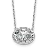 14kw 4ct Cert Lab Grown Dia VS+ F+ Oval Complete 18in Bezel Set Necklace