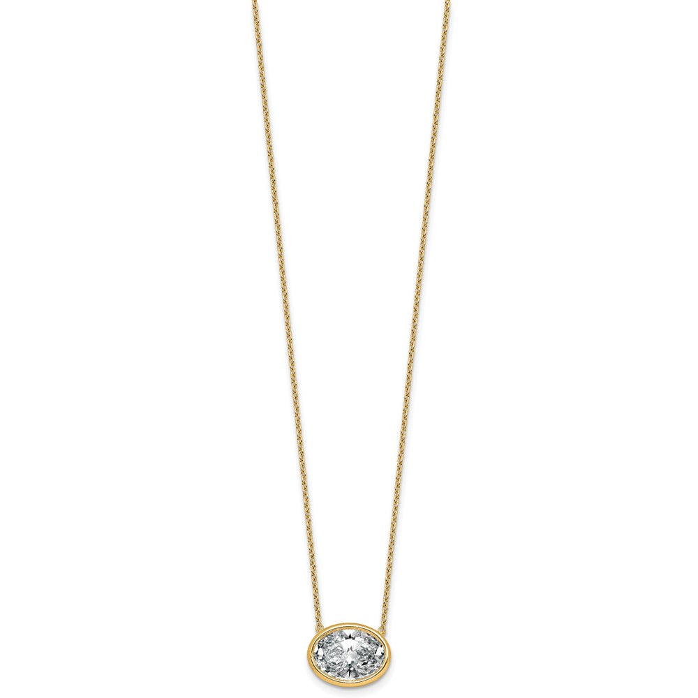 14k 4ct Cert Lab Grown Dia VS+ F+ Oval Complete 18in Bezel Set Necklace