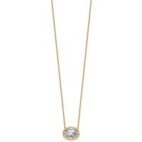 14k 4ct Cert Lab Grown Dia VS+ F+ Oval Complete 18in Bezel Set Necklace