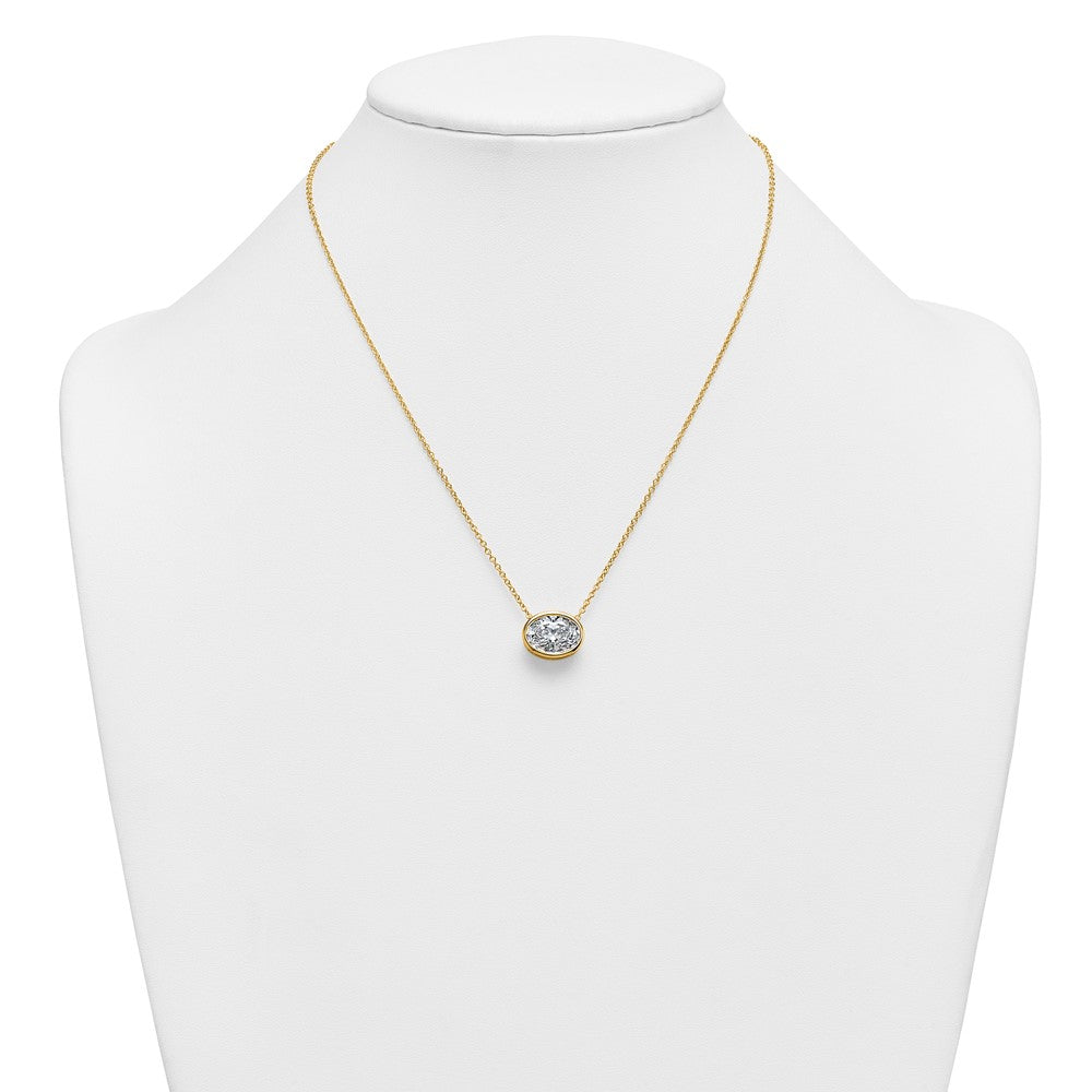 14k 4ct Cert Lab Grown Dia VS+ F+ Oval Complete 18in Bezel Set Necklace