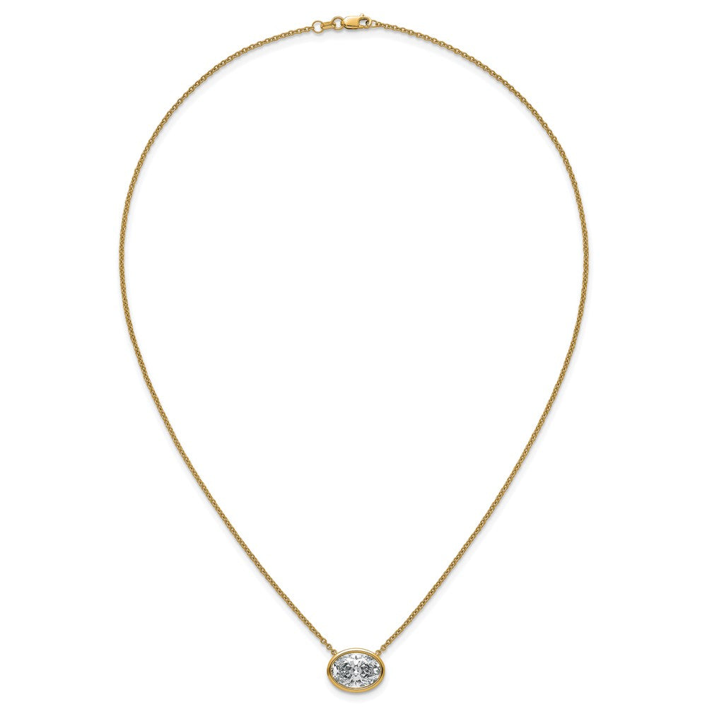 14k 4ct Cert Lab Grown Dia VS+ F+ Oval Complete 18in Bezel Set Necklace