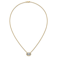 14k 4ct Cert Lab Grown Dia VS+ F+ Oval Complete 18in Bezel Set Necklace
