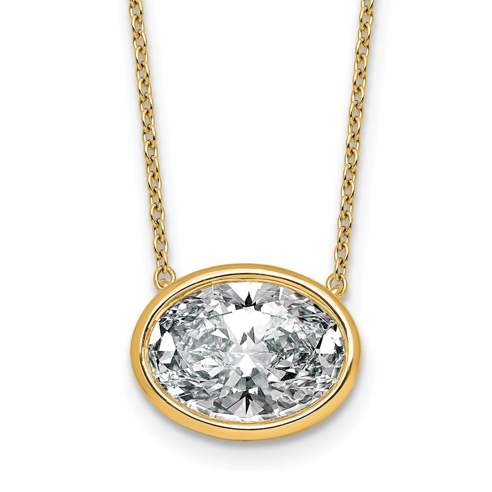 14k 4ct Cert Lab Grown Dia VS+ F+ Oval Complete 18in Bezel Set Necklace