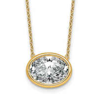 14k 4ct Cert Lab Grown Dia VS+ F+ Oval Complete 18in Bezel Set Necklace