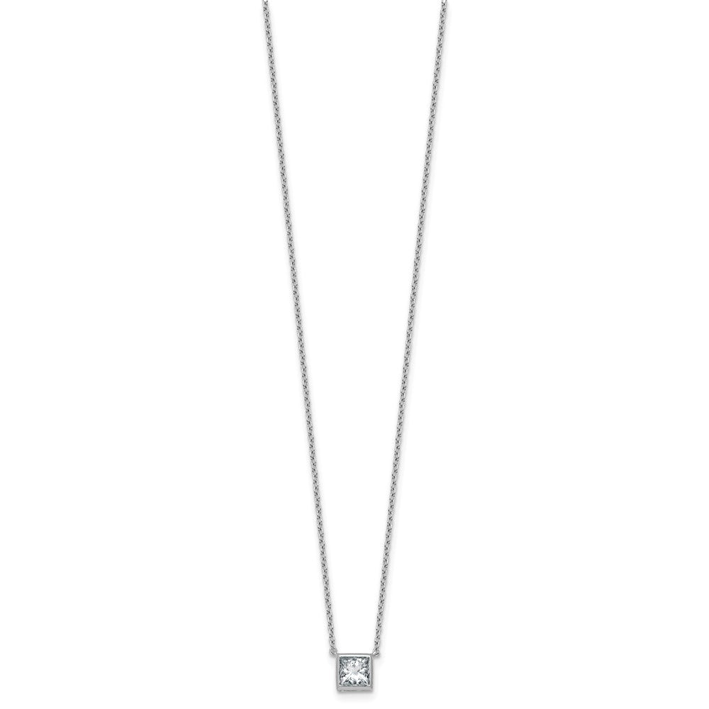 14kw 1ct Cert Lab Grown Dia VS+ F+ Princess Comp 18in Bezel Set Necklace