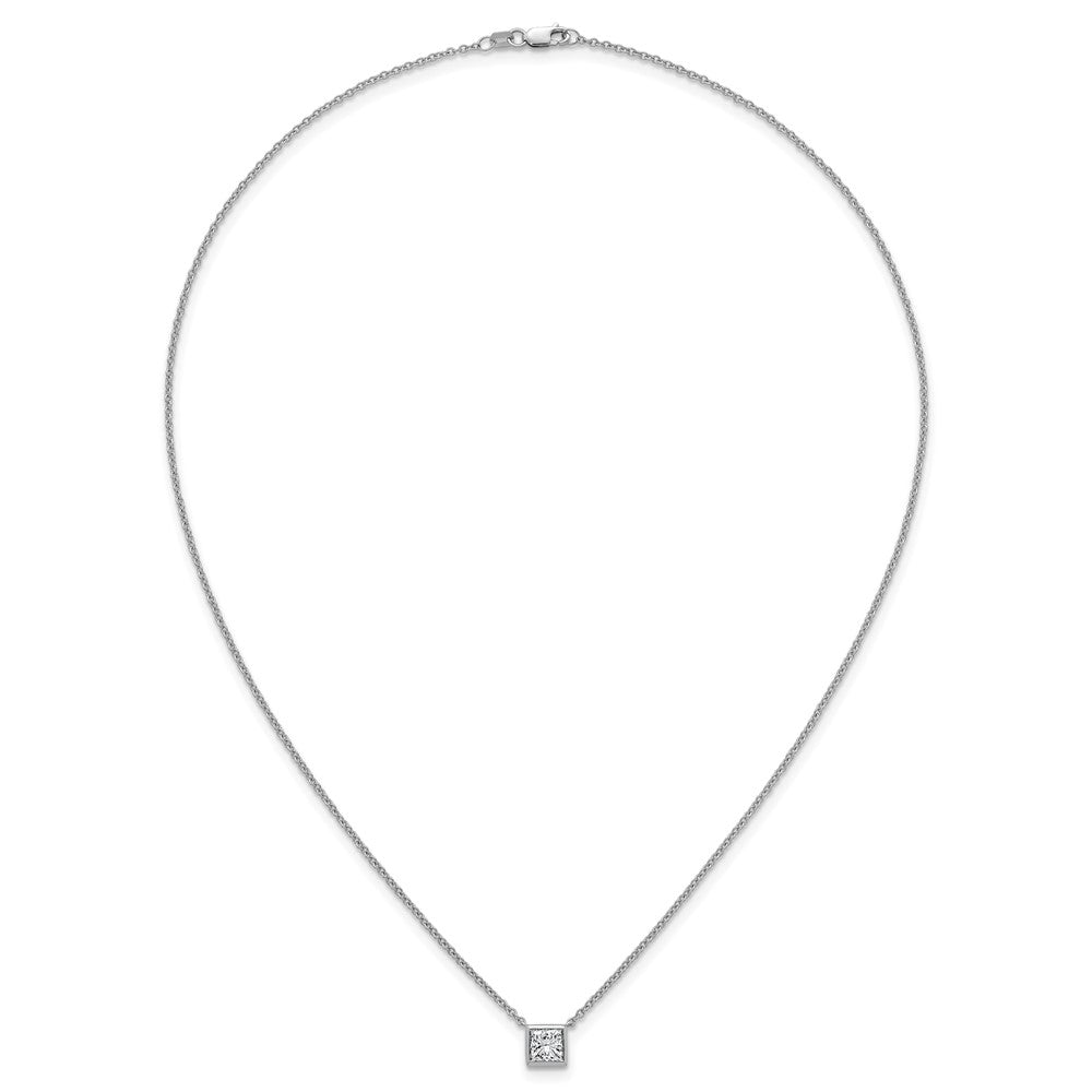 14kw 1ct Cert Lab Grown Dia VS+ F+ Princess Comp 18in Bezel Set Necklace