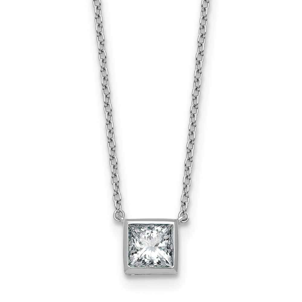 14kw 1ct Cert Lab Grown Dia VS+ F+ Princess Comp 18in Bezel Set Necklace