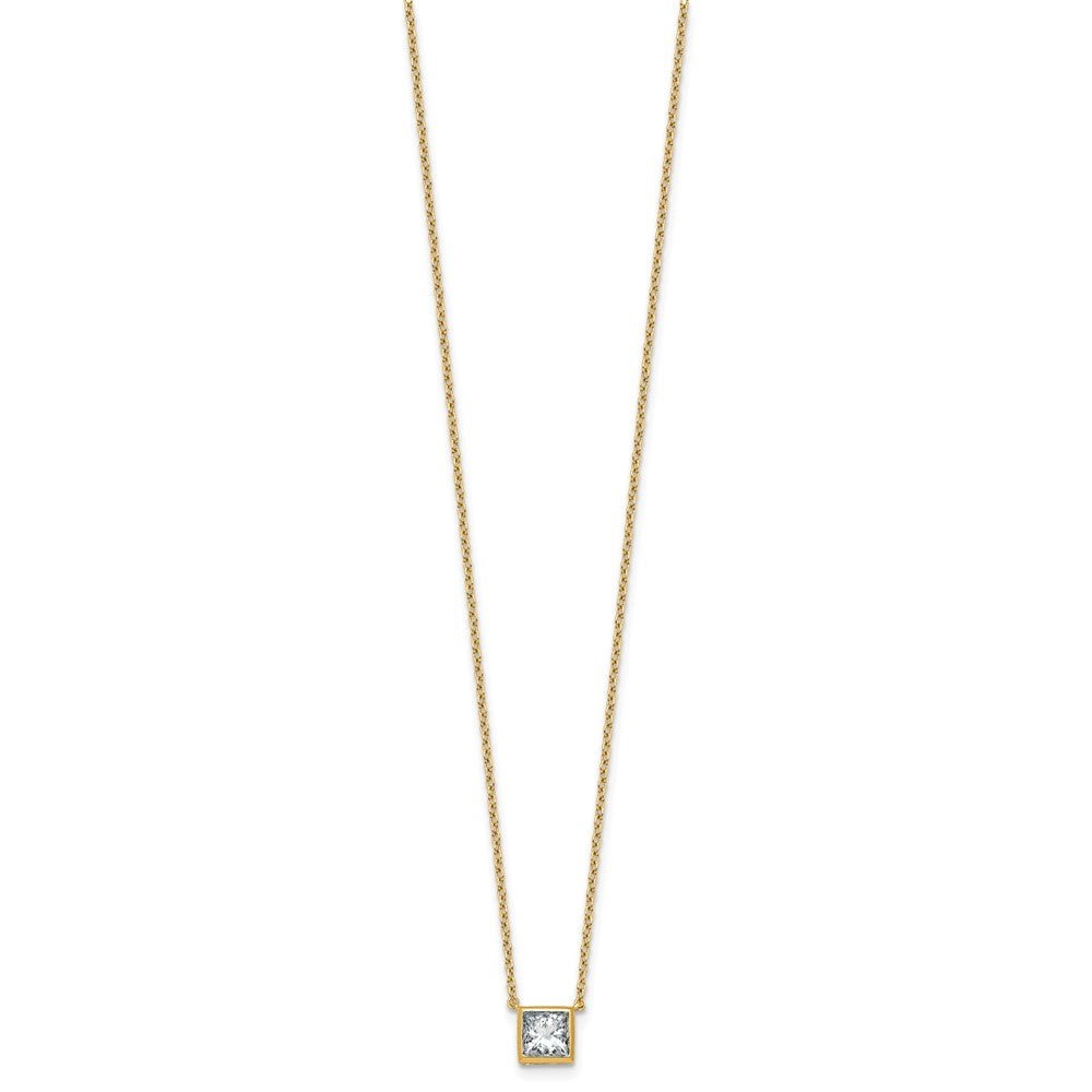 14k 1ct Cert Lab Grown Dia VS+ F+ Princess Comp 18in Bezel Set Necklace