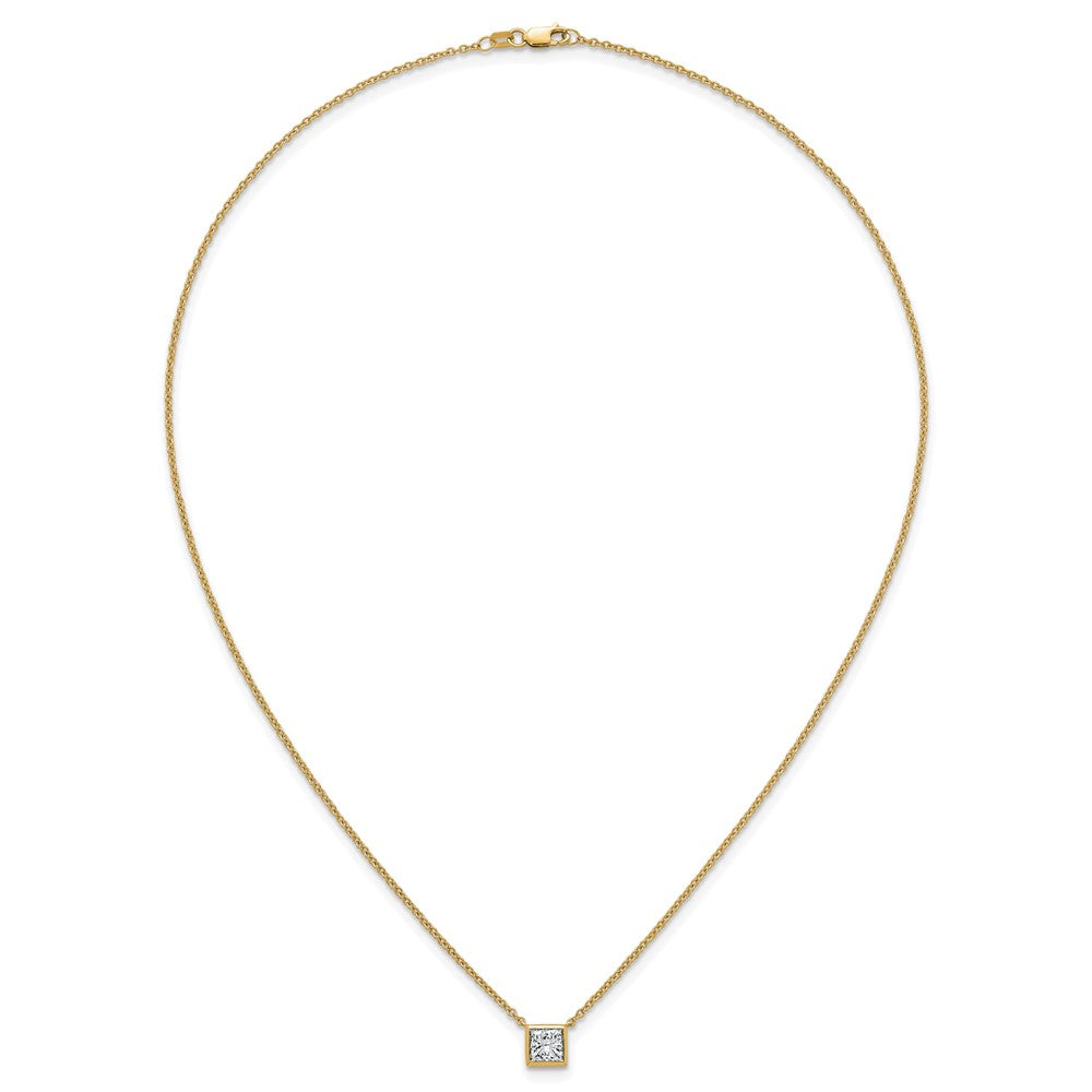 14k 1ct Cert Lab Grown Dia VS+ F+ Princess Comp 18in Bezel Set Necklace