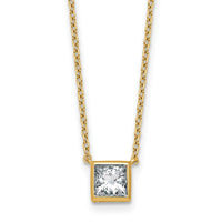 14k 1ct Cert Lab Grown Dia VS+ F+ Princess Comp 18in Bezel Set Necklace