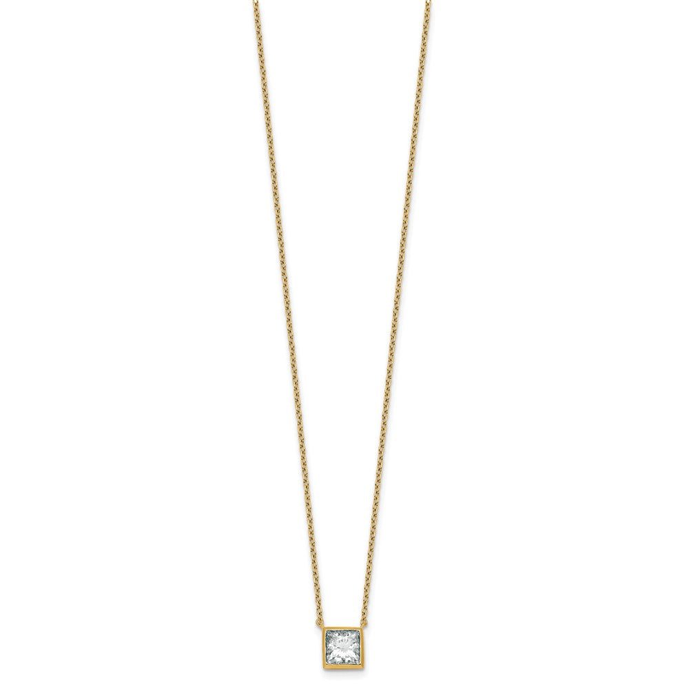 14k 1 1/2ct Cert Lab Grown Dia VS+ F+ Princess Comp 18in Bezel Set Necklace