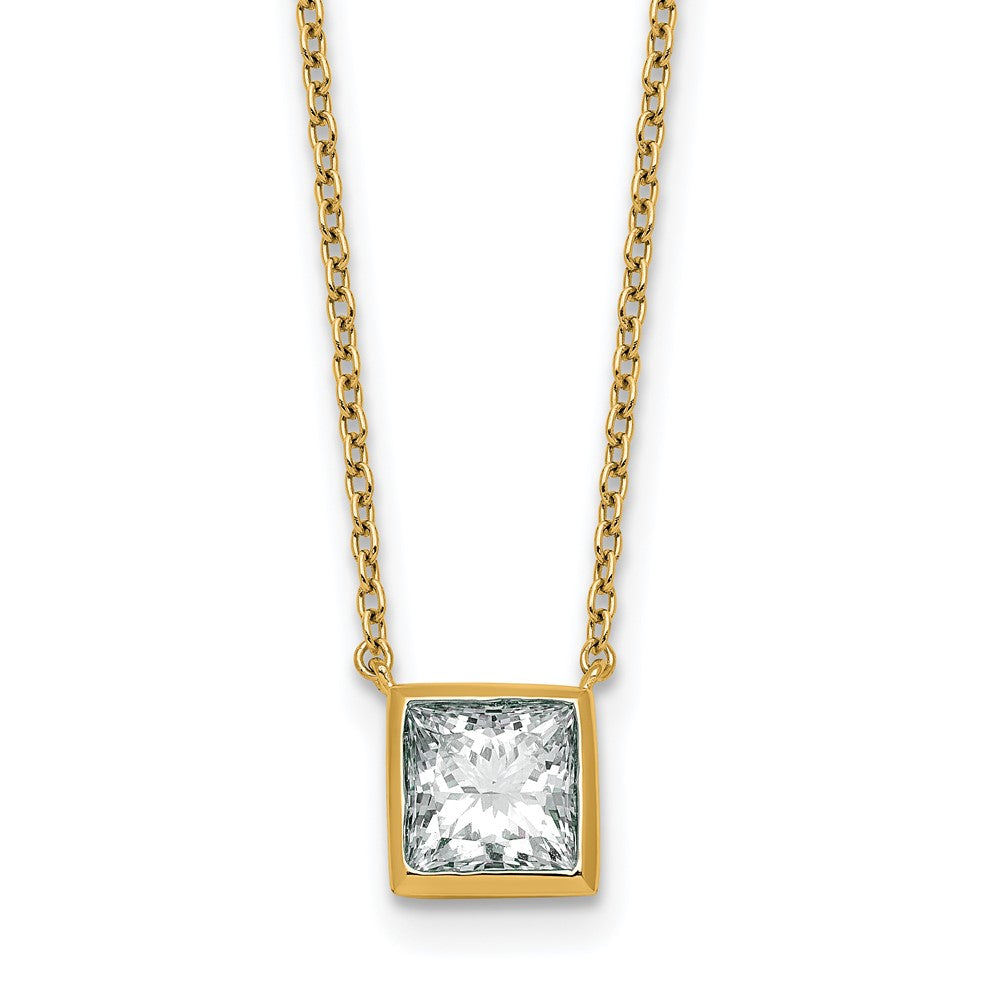 14k 1 1/2ct Cert Lab Grown Dia VS+ F+ Princess Comp 18in Bezel Set Necklace