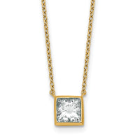 14k 1 1/2ct Cert Lab Grown Dia VS+ F+ Princess Comp 18in Bezel Set Necklace