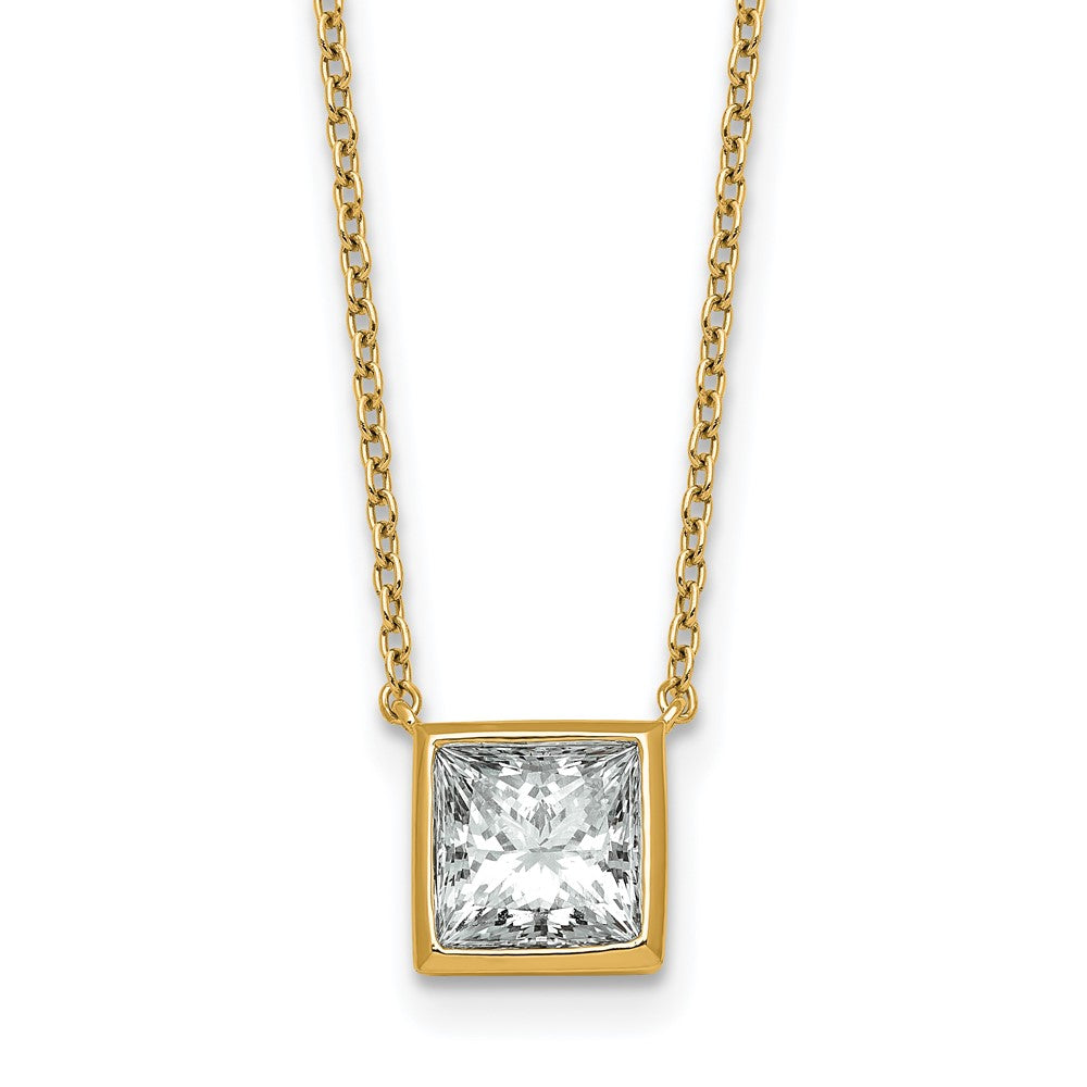 14k 2ct Cert Lab Grown Dia VS+ F+ Princess Comp Bezel Set Pendant