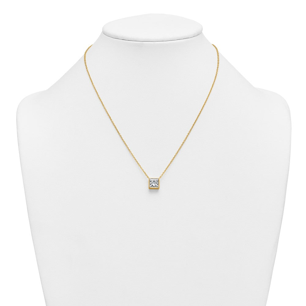 14k 2 1/2ct Cert Lab Grown Dia VS+ F+ Princess Comp 18in Necklace