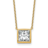 14k 2 1/2ct Cert Lab Grown Dia VS+ F+ Princess Comp 18in Necklace