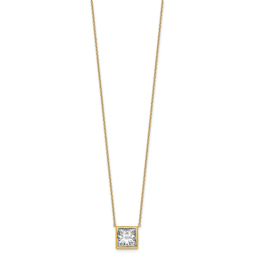 14k 4ct Cert Lab Grown Dia VS+ F+ Princess Comp 18in Bezel Set Necklace