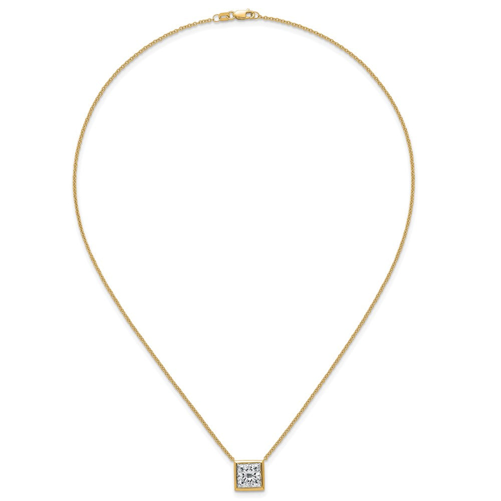 14k 4ct Cert Lab Grown Dia VS+ F+ Princess Comp 18in Bezel Set Necklace