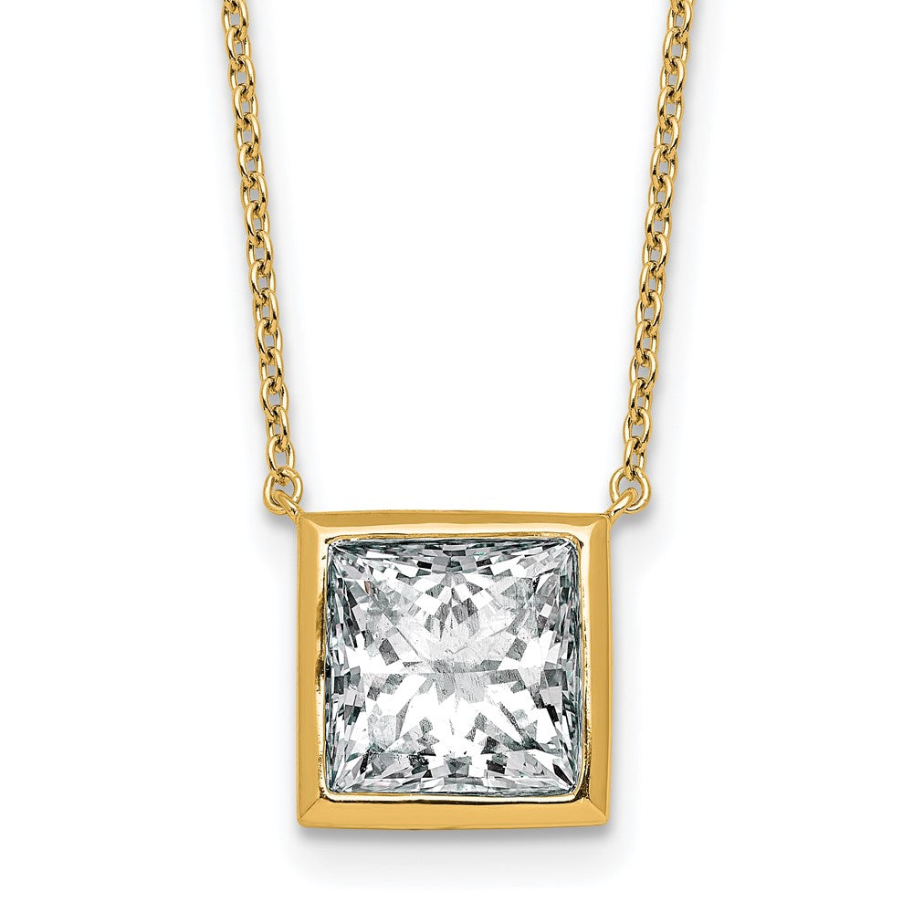 14k 4ct Cert Lab Grown Dia VS+ F+ Princess Comp 18in Bezel Set Necklace