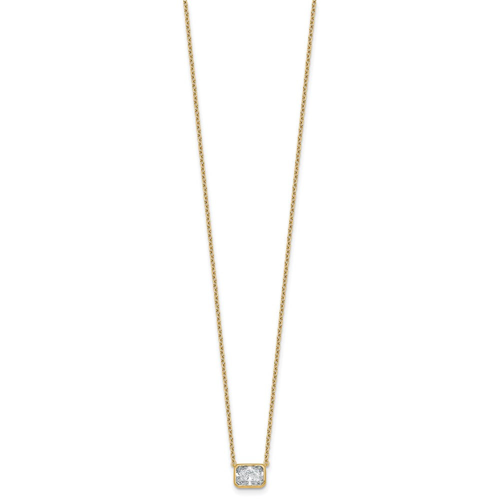 14k 1ct Cert Lab Grown Diamond VS+ F+ Radiant Comp 18in Bezel Necklace