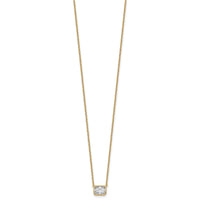 14k 1ct Cert Lab Grown Diamond VS+ F+ Radiant Comp 18in Bezel Necklace