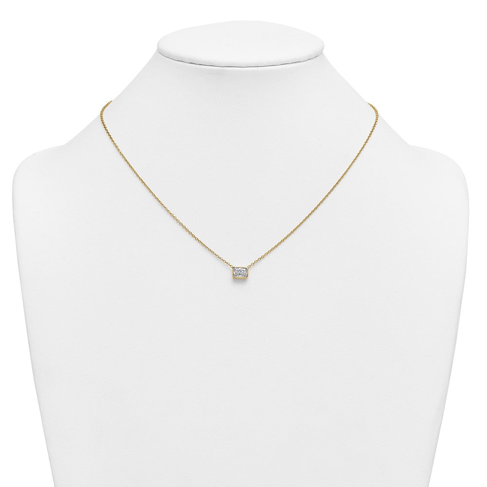 14k 1ct Cert Lab Grown Diamond VS+ F+ Radiant Comp 18in Bezel Necklace