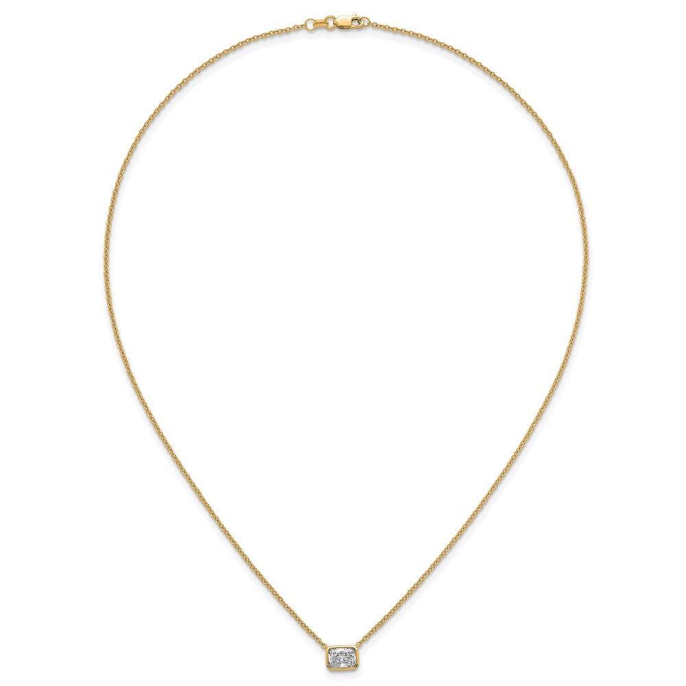 14k 1ct Cert Lab Grown Diamond VS+ F+ Radiant Comp 18in Bezel Necklace