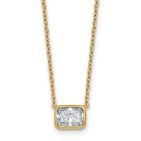 14k 1ct Cert Lab Grown Diamond VS+ F+ Radiant Comp 18in Bezel Necklace