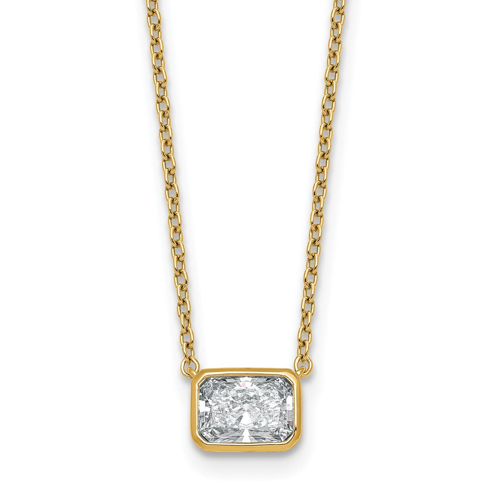 14k 1ct Cert Lab Grown Diamond VS+ F+ Radiant Comp Bezel Pendant