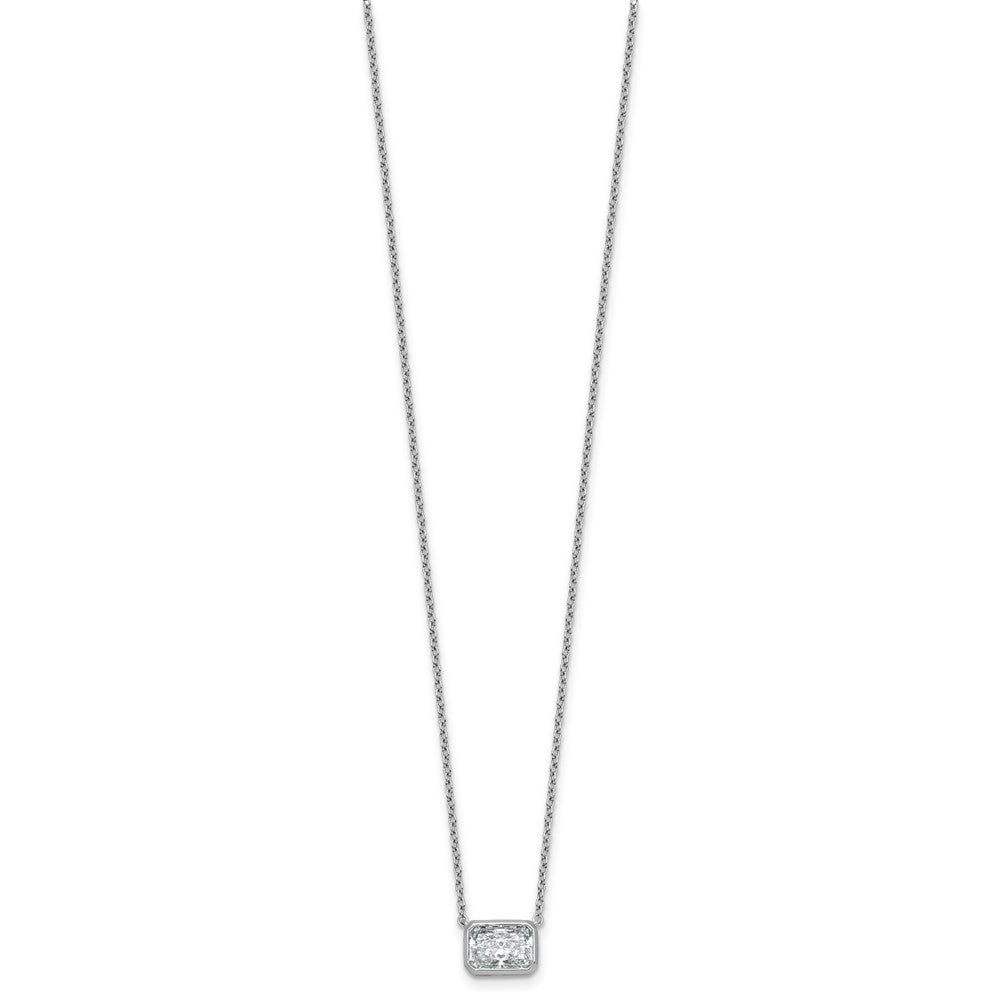 14kw 1 1/2ct Cert Lab Grown Dia VS+ F+ Radiant Comp 18in Bezel Necklace