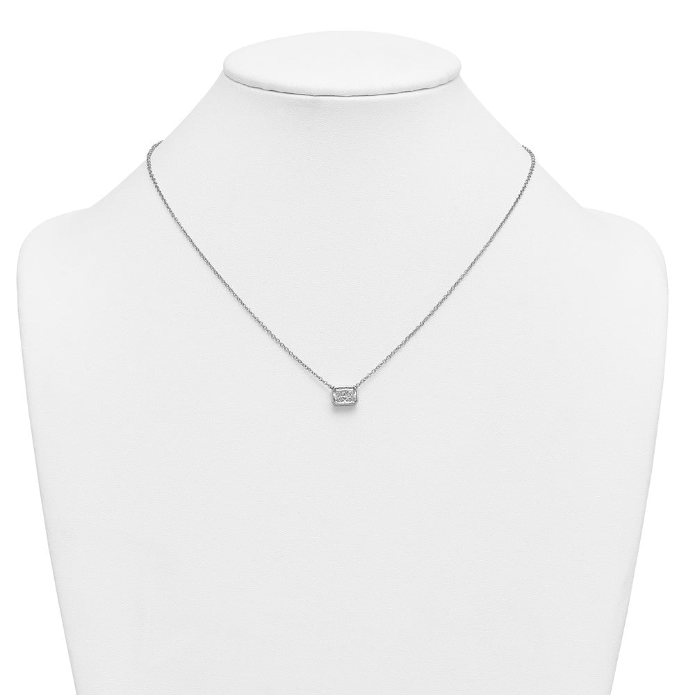 14kw 1 1/2ct Cert Lab Grown Dia VS+ F+ Radiant Comp 18in Bezel Necklace