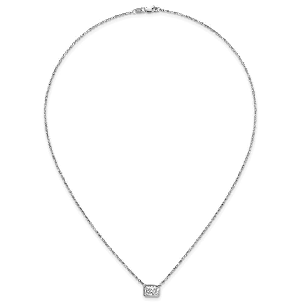 14kw 1 1/2ct Cert Lab Grown Dia VS+ F+ Radiant Comp 18in Bezel Necklace