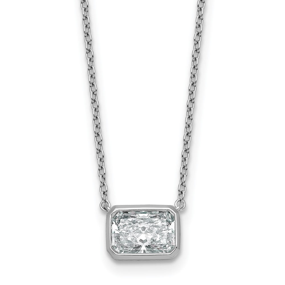14kw 1 1/2ct Cert Lab Grown Dia VS+ F+ Radiant Comp Bezel Pendant