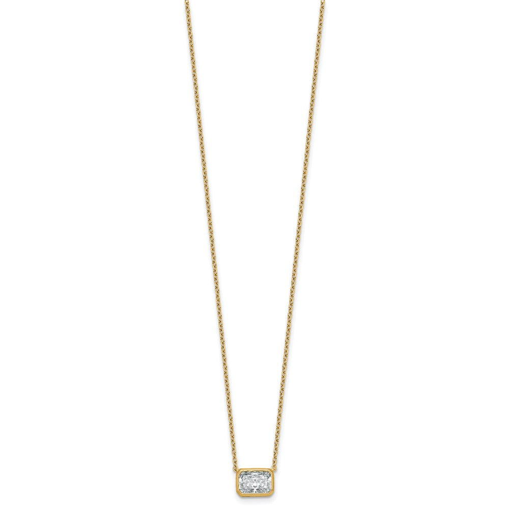 14k 1 1/2ct Cert Lab Grown Dia VS+ F+ Radiant Comp 18in Bezel Necklace
