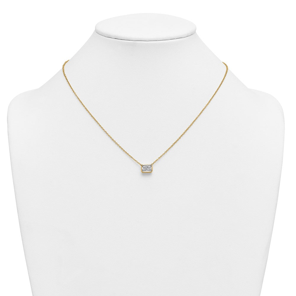 14k 1 1/2ct Cert Lab Grown Dia VS+ F+ Radiant Comp 18in Bezel Necklace
