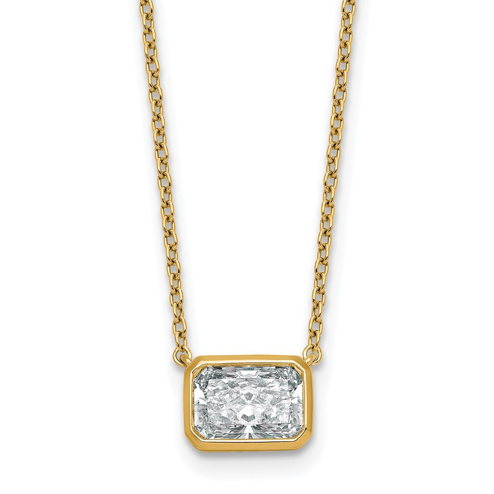 14k 1 1/2ct Cert Lab Grown Dia VS+ F+ Radiant Comp 18in Bezel Necklace