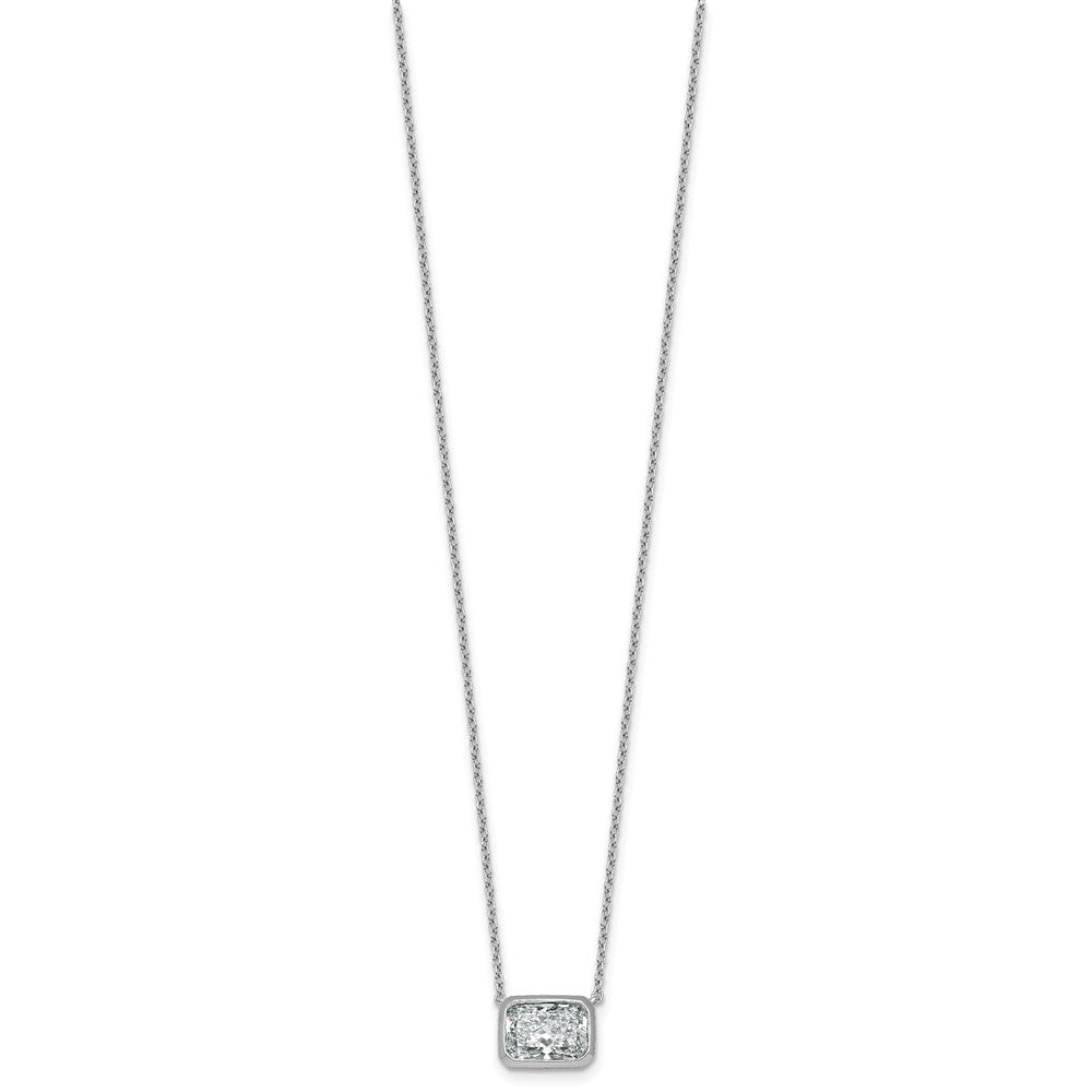 14kw 2ct Cert Lab Grown Diamond VS+ F+ Radiant Comp 18in Bezel Necklace