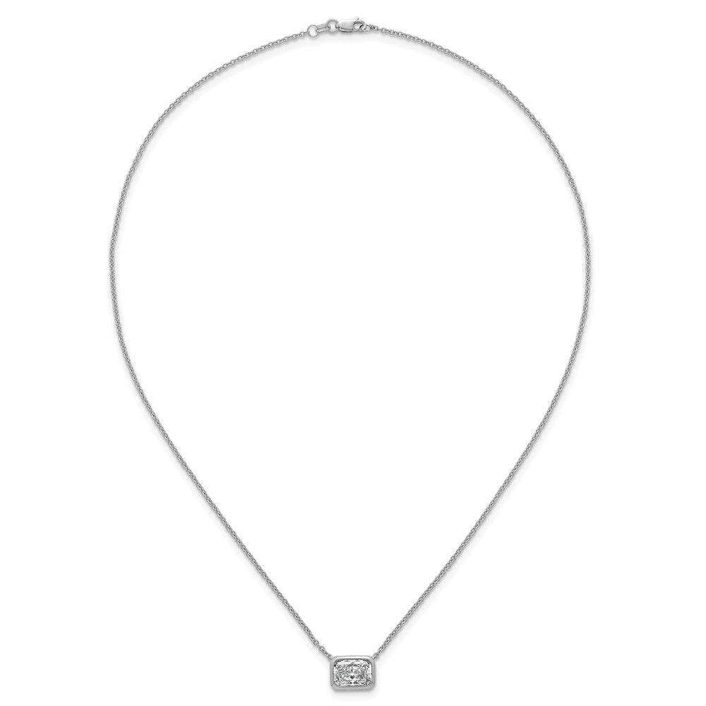 14kw 2ct Cert Lab Grown Diamond VS+ F+ Radiant Comp 18in Bezel Necklace