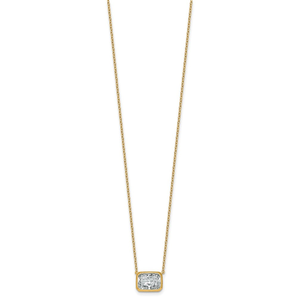 14k 2ct Cert Lab Grown Diamond VS+ F+ Radiant Comp 18in Bezel Necklace