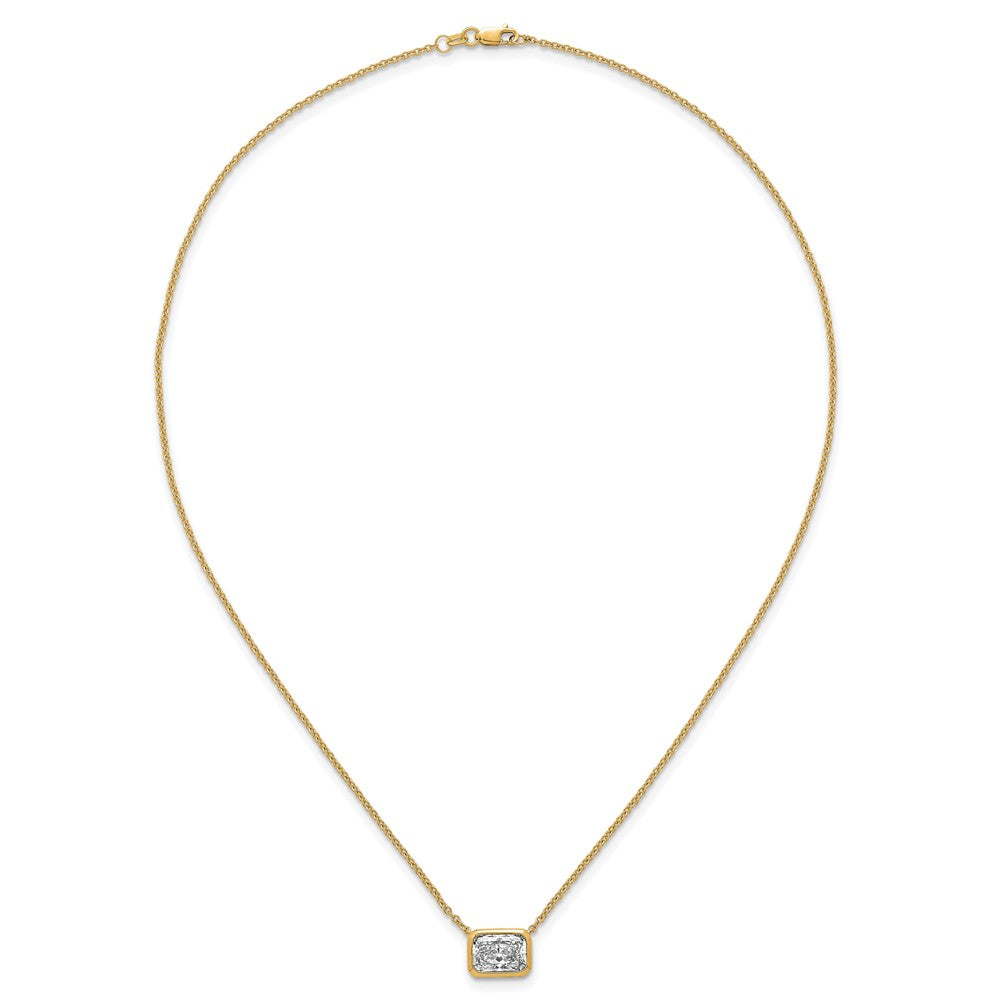 14k 2ct Cert Lab Grown Diamond VS+ F+ Radiant Comp 18in Bezel Necklace