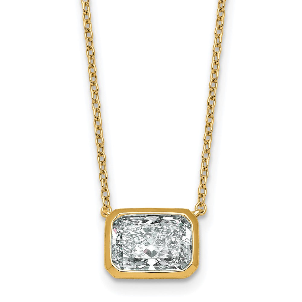 14k 2ct Cert Lab Grown Diamond VS+ F+ Radiant Comp Bezel Pendant