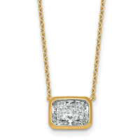 14k 2ct Cert Lab Grown Diamond VS+ F+ Radiant Comp 18in Bezel Necklace