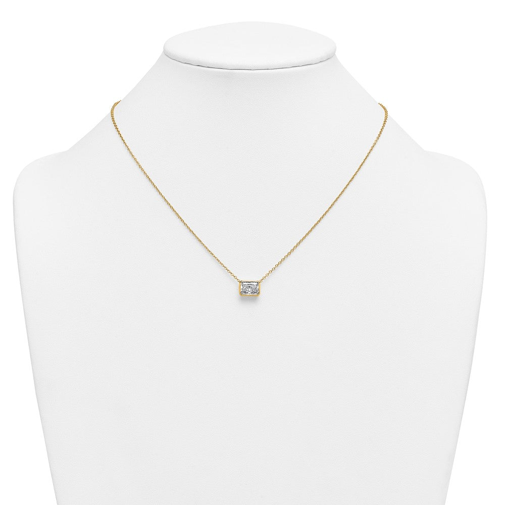 14k 2 1/2ct Cert Lab Grown Dia VS+ F+ Radiant Comp 18in Bezel Necklace
