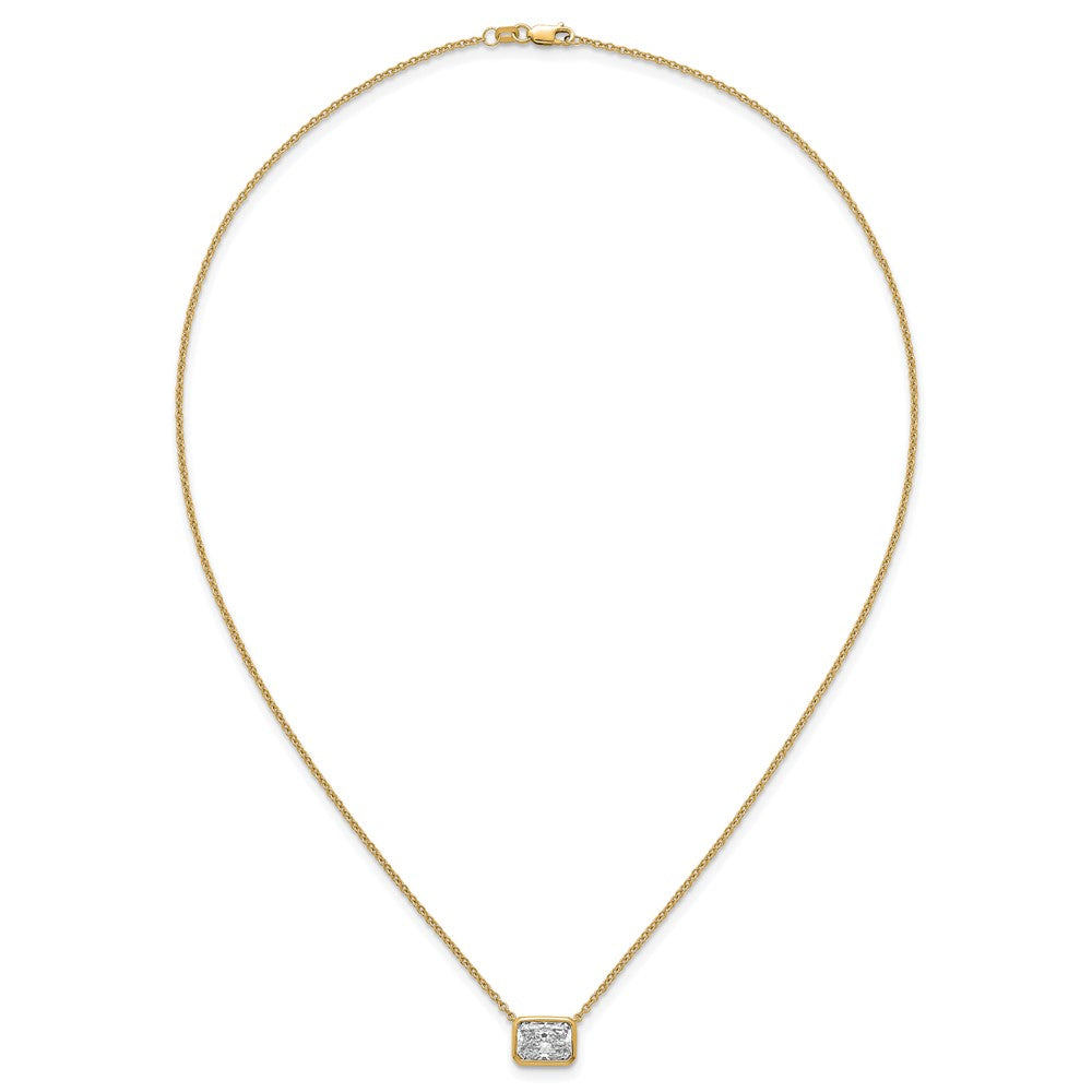 14k 2 1/2ct Cert Lab Grown Dia VS+ F+ Radiant Comp 18in Bezel Necklace