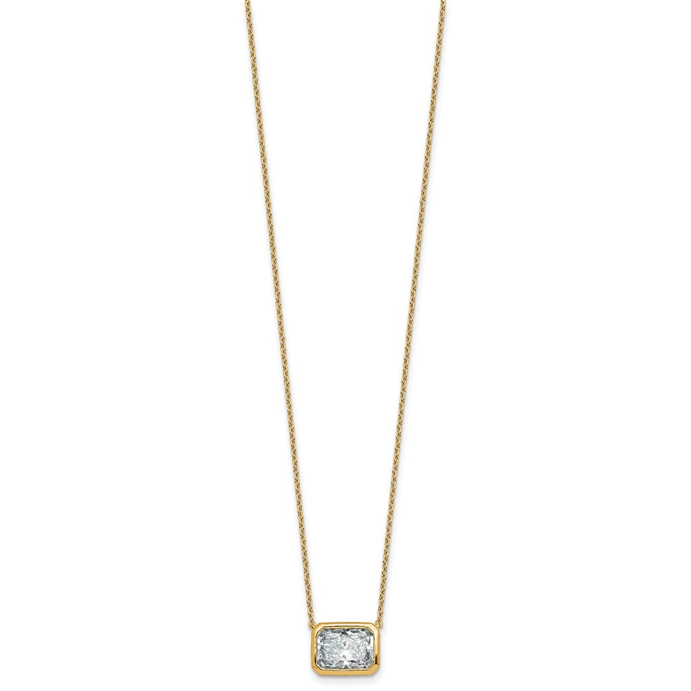 14k 3ct Cert Lab Grown Diamond VS+ F+ Radiant Comp 18in Bezel Necklace