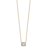 14k 3ct Cert Lab Grown Diamond VS+ F+ Radiant Comp 18in Bezel Necklace