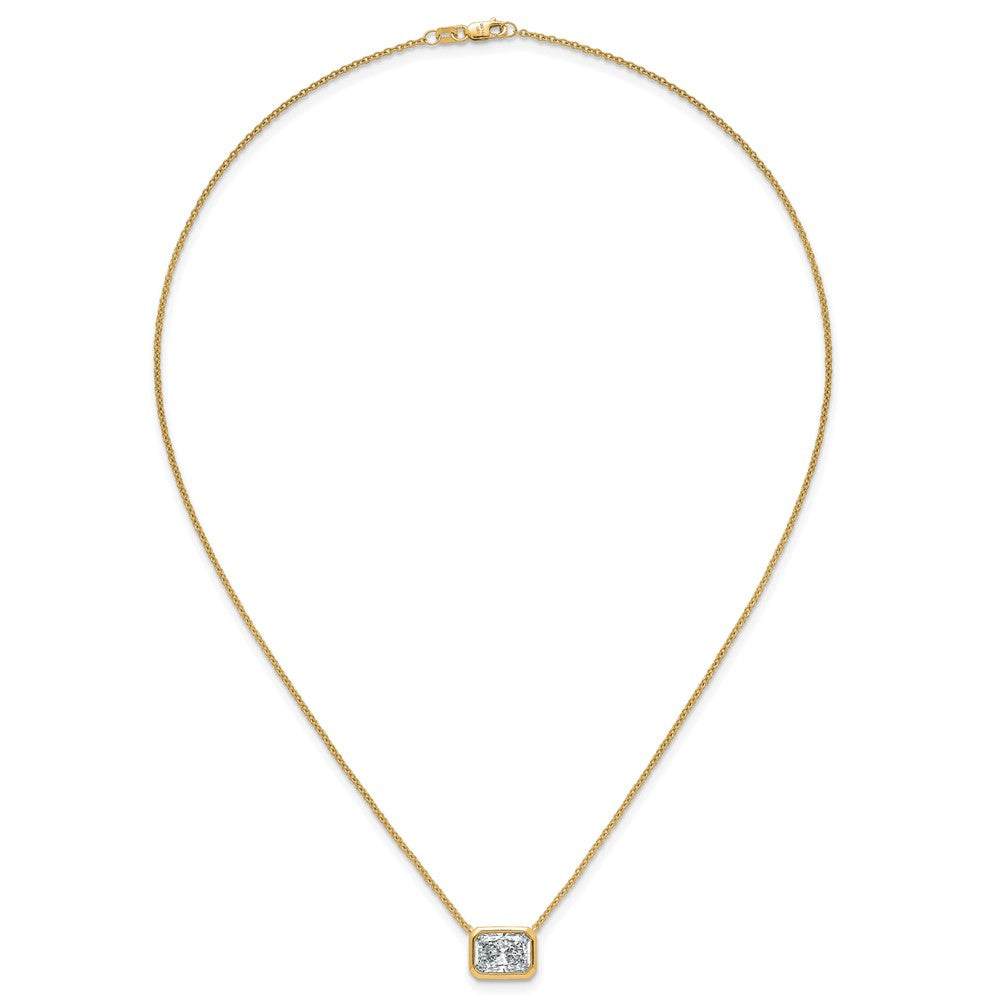14k 3ct Cert Lab Grown Diamond VS+ F+ Radiant Comp 18in Bezel Necklace