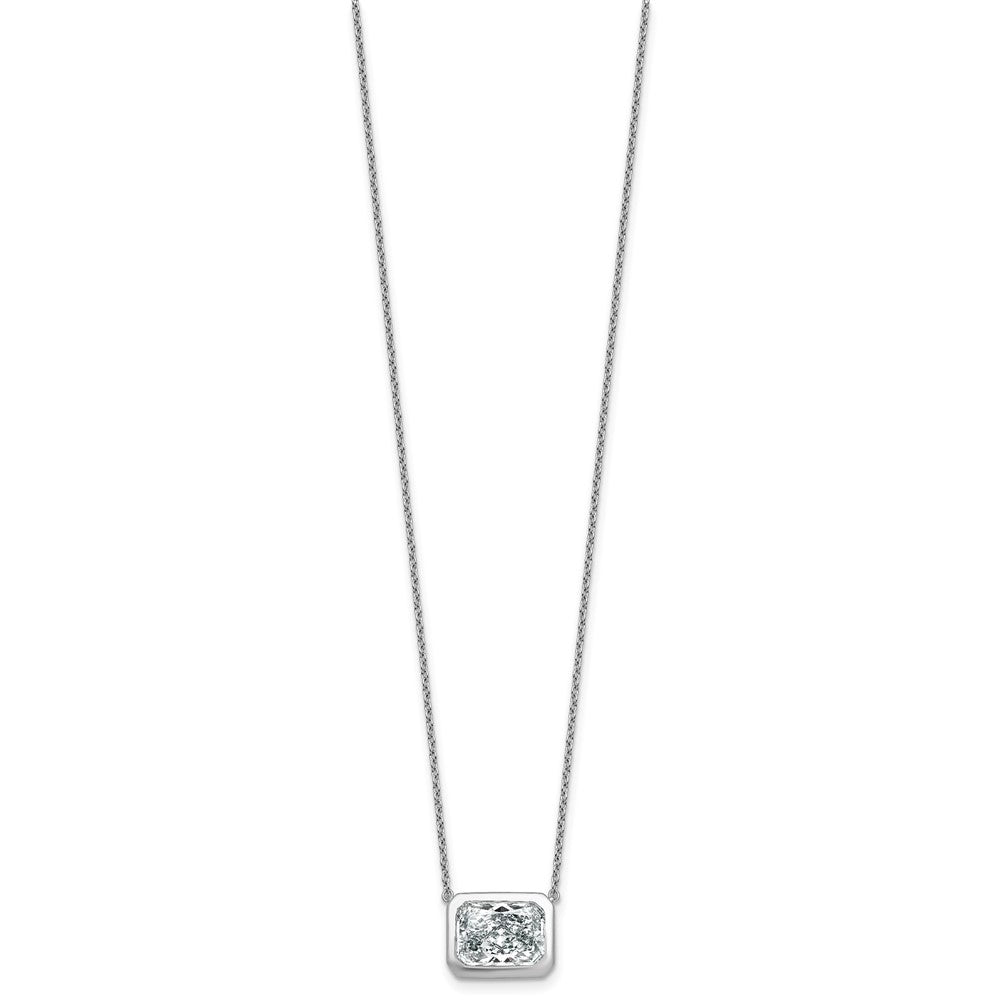 14kw 4ct Cert Lab Grown Diamond VS+ F+ Radiant Comp 18in Bezel Necklace