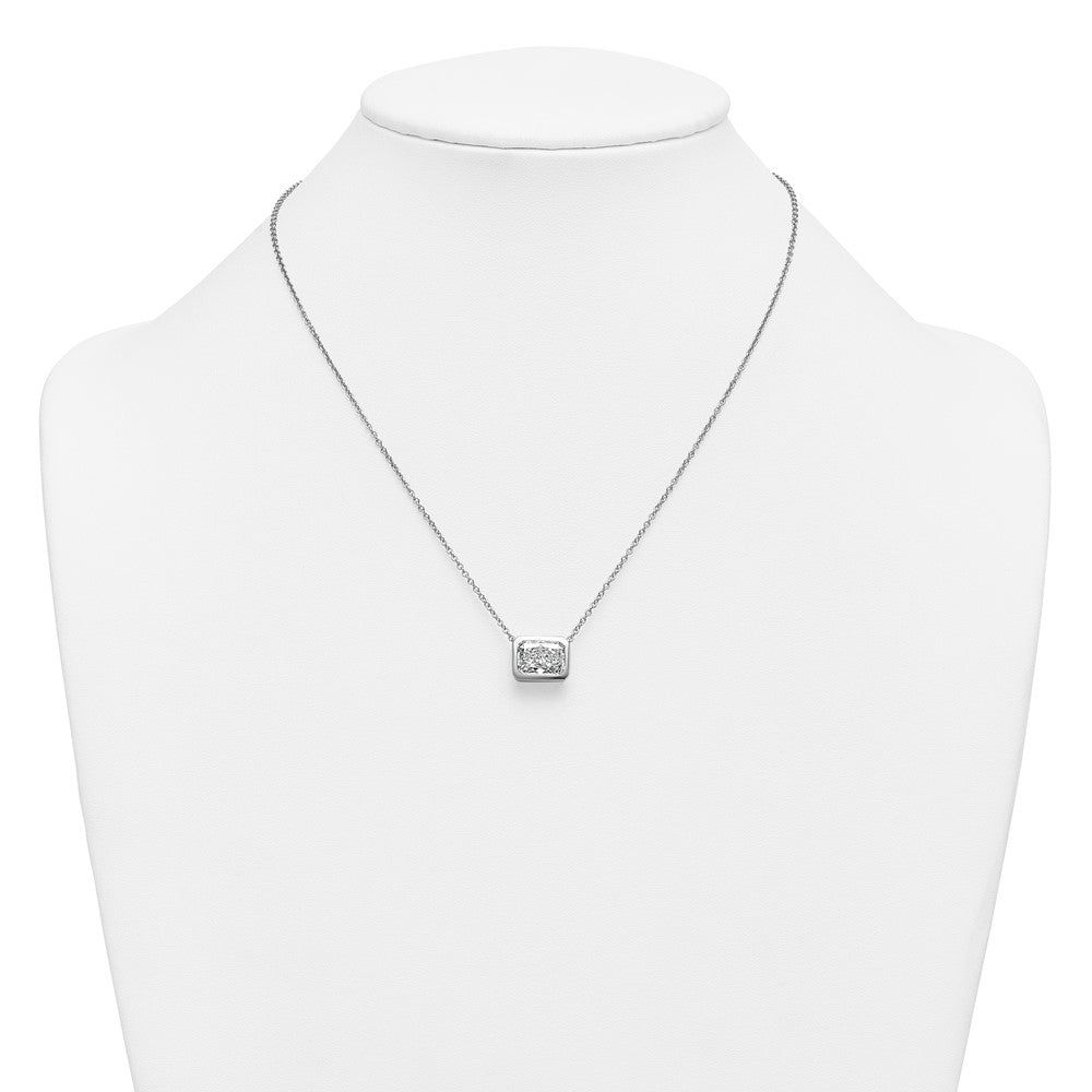 14kw 4ct Cert Lab Grown Diamond VS+ F+ Radiant Comp 18in Bezel Necklace