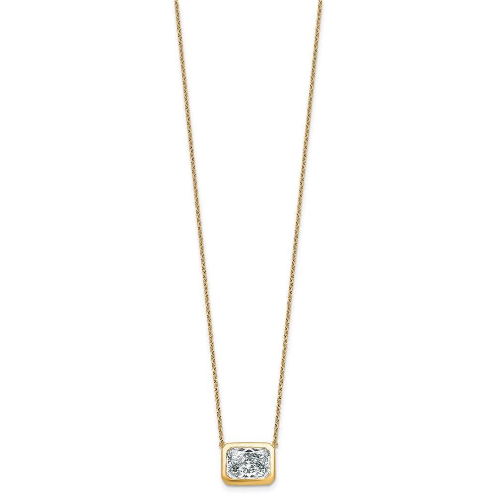 14k 4ct Cert Lab Grown Diamond VS+ F+ Radiant Comp 18in Bezel Necklace